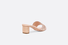 Load image into Gallery viewer, Dior Or Dway Heeled Slide • Rose Gold-Tone Cotton Embroidered with Metallic Thread and Strass
