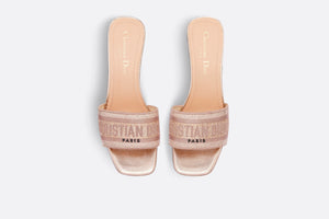 Dior Or Dway Heeled Slide • Rose Gold-Tone Cotton Embroidered with Metallic Thread and Strass