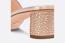Load image into Gallery viewer, Dior Or Dway Heeled Slide • Rose Gold-Tone Cotton Embroidered with Metallic Thread and Strass
