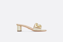 Load image into Gallery viewer, Dior Or C&#39;est Dior Heeled Slide • Gold-Tone Laminated Lambskin with Silver-Tone Strass Letters
