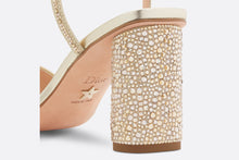 Load image into Gallery viewer, Dior Or Dway Heeled Sandal • Cotton Embroidered with Gold-Tone Metallic Thread and Strass
