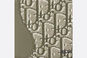 Saddle Compact Wallet • Khaki Grained Calfskin Leather Marquetry and Dior Oblique Jacquard