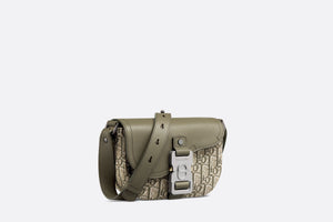 Saddle Pouch with Strap • Khaki Dior Oblique Jacquard and Grained Calfskin