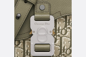 Saddle Pouch with Strap • Khaki Dior Oblique Jacquard and Grained Calfskin