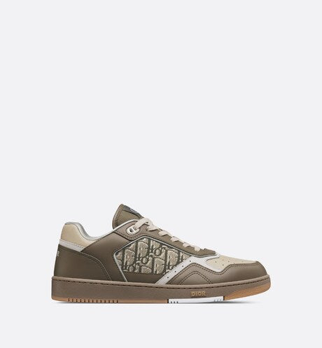 B27 Low-Top Sneaker • Khaki and Beige Smooth Calfskin with Khaki Dior Oblique Jacquard