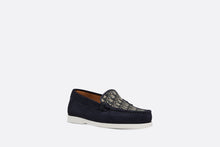 Load image into Gallery viewer, Kid&#39;s Dior Granville Loafer • Navy Blue Suede with Beige and Black Dior Oblique Jacquard
