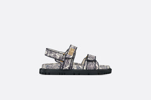 Dioract Sandal • White and Navy Blue Technical Fabric with Plan de Paris Print