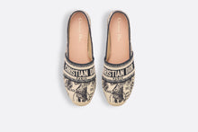 Load image into Gallery viewer, Dior Granville Espadrille • White and Navy Blue Cotton Embroidered with Plan de Paris Motif

