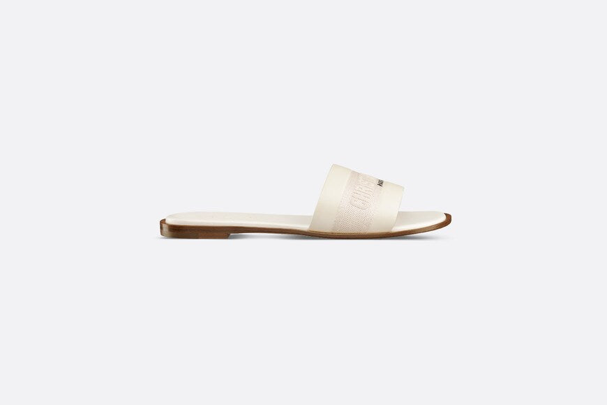 Dway Slide • White Calfskin and Embroidered Cotton