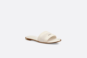Dway Slide • White Calfskin and Embroidered Cotton