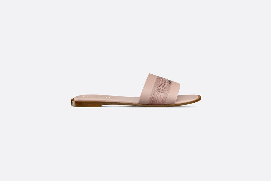 Dway Slide • Nude Calfskin and Embroidered Cotton