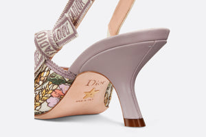 J'Adior Slingback Pump • Lilac Cotton Embroidered with the Dior 4 Saisons Été Motif