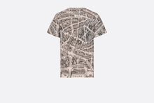 Load image into Gallery viewer, T-Shirt • White and Navy Blue Cotton and Linen Jersey with Plan de Paris Motif
