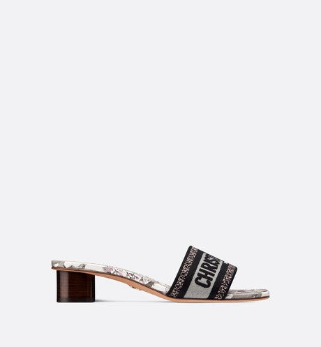 Dway Heeled Slide • Pastel Blue Cotton Embroidered with Dior 4 Saisons Hiver Motif