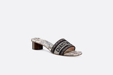 Load image into Gallery viewer, Dway Heeled Slide • Pastel Blue Cotton Embroidered with Dior 4 Saisons Hiver Motif
