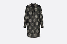 Load image into Gallery viewer, Long Blouse • Black Cotton Voile with Ivory Dior Phases Lunaires Motif
