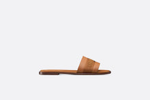 Load image into Gallery viewer, Dway Slide • Brown Calfskin and Embroidered Cotton
