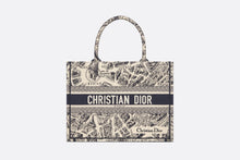 Load image into Gallery viewer, Medium Dior Book Tote • Beige and Navy Blue Plan de Paris Embroidery (36 x 27.5 x 16.5 cm)
