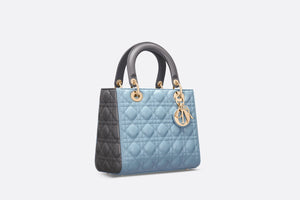 Medium Lady Dior Bag • Sky Blue and Steel Gray Cannage Lambskin