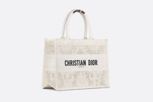 Load image into Gallery viewer, Medium Dior Book Tote • White Toile de Jouy Soleil Macramé Embroidery (36 x 27.5 x 16.5 cm)
