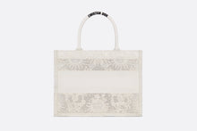 Load image into Gallery viewer, Medium Dior Book Tote • White Toile de Jouy Soleil Macramé Embroidery (36 x 27.5 x 16.5 cm)
