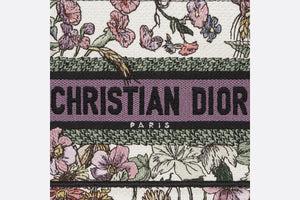 Mini Dior Book Tote with Strap • White Multicolor Dior 4 Saisons Été Embroidery (21.5 x 13 x 7.5 cm)