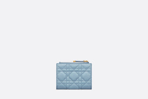 Dior Caro Dahlia Wallet • Two-Tone Sky Blue and Steel Gray Supple Cannage Calfskin