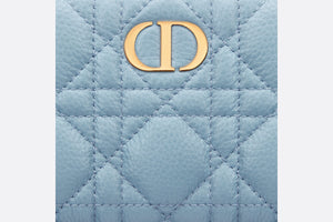 Dior Caro Dahlia Wallet • Two-Tone Sky Blue and Steel Gray Supple Cannage Calfskin