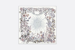Dior 4 Saisons Hiver Soleil 90 Square Scarf • Ecru Multicolor Silk Twill