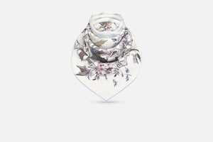 Dior 4 Saisons Hiver Soleil 90 Square Scarf • Ecru Multicolor Silk Twill