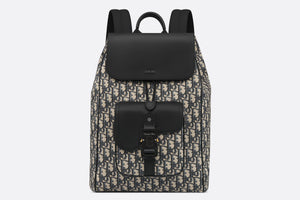 Saddle Backpack • Beige and Black Dior Oblique Jacquard and Black Grained Calfskin