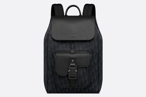 Saddle Backpack • Black Dior Oblique Jacquard and Black Grained Calfskin