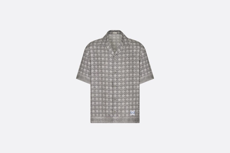 Cannage Short-Sleeved Shirt • Gray Silk Twill
