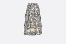 Load image into Gallery viewer, Mid-Length Pleated Skirt • White and Navy Blue Cotton Voile with Plan de Paris Motif
