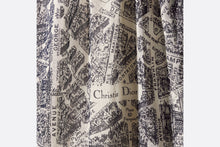Load image into Gallery viewer, Mid-Length Pleated Skirt • White and Navy Blue Cotton Voile with Plan de Paris Motif
