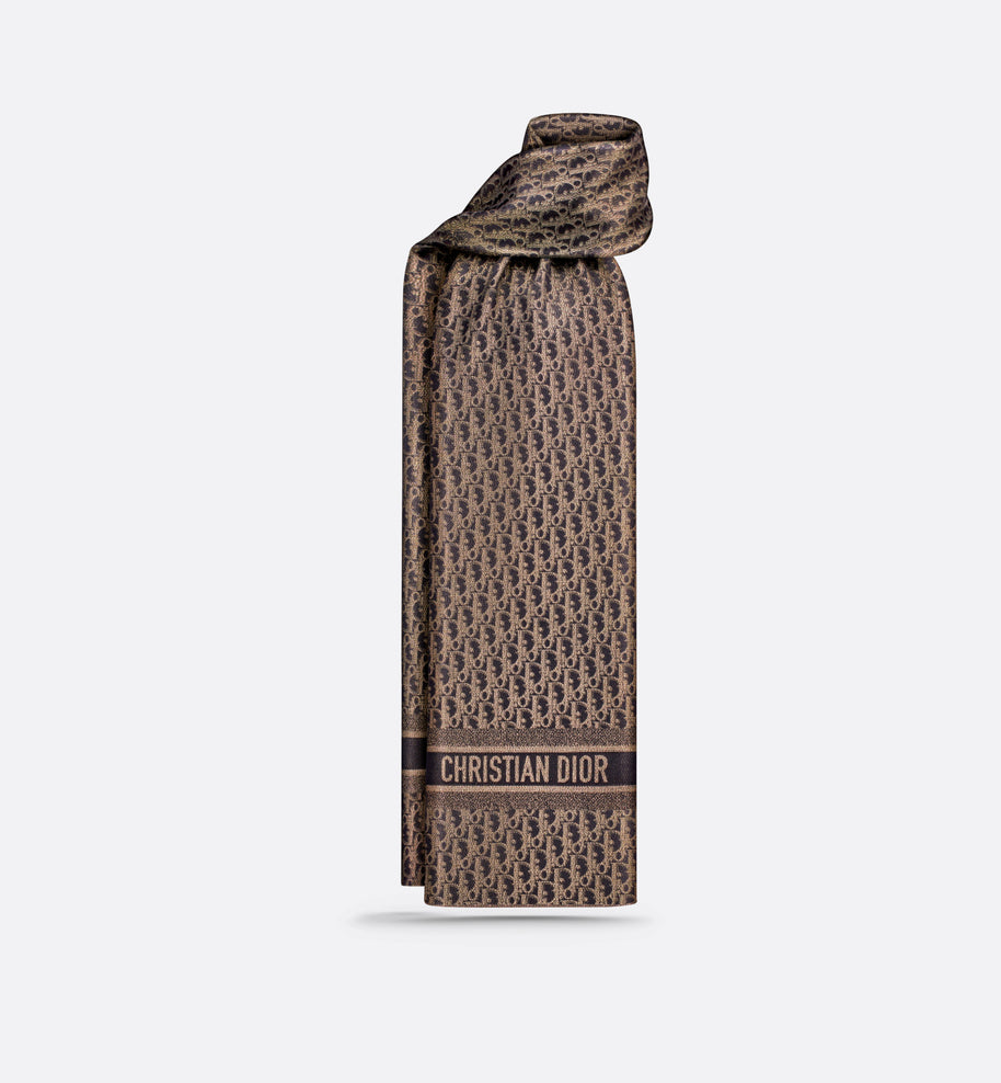 Dior Oblique Stole • Black Silk Blend with Metallic Gold-Tone Thread