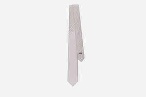 Striped Dior Oblique Tie • Gray and Light Gray Silk
