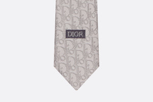 Striped Dior Oblique Tie • Gray and Light Gray Silk