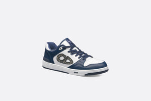 B57 Low-Top Sneaker • Navy Blue and White Smooth Calfskin with Beige and Black Dior Oblique Jacquard