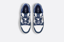 Load image into Gallery viewer, B57 Low-Top Sneaker • Navy Blue and White Smooth Calfskin with Beige and Black Dior Oblique Jacquard
