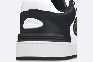 B57 Low-Top Sneaker • Black and White Smooth Calfskin with Beige and Black Dior Oblique Jacquard
