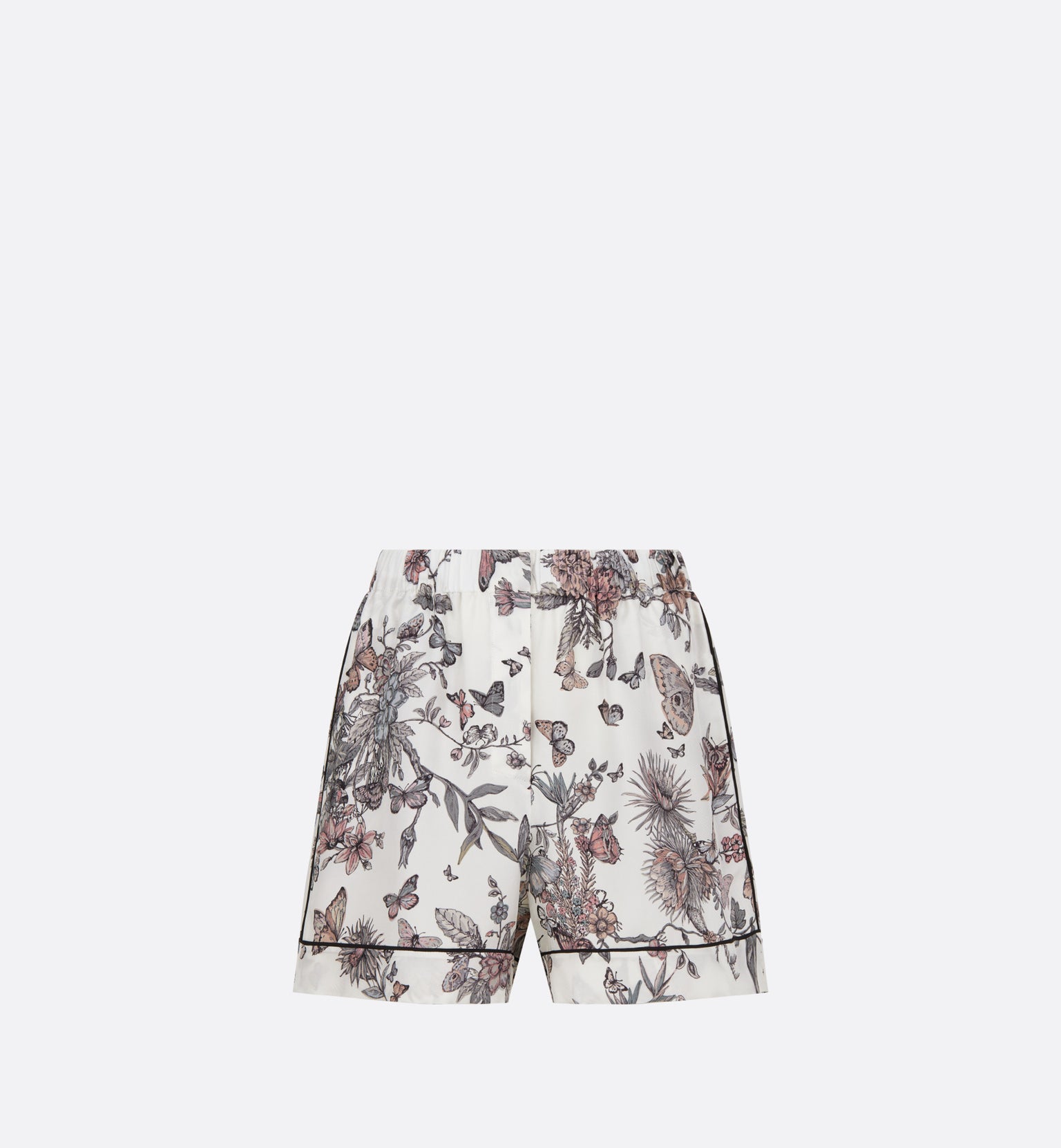 Shorts • White and Pastel Pink Toile de Jouy Mexico Silk Twill