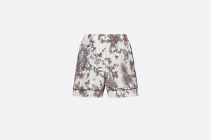 Shorts • White and Pastel Pink Toile de Jouy Mexico Silk Twill