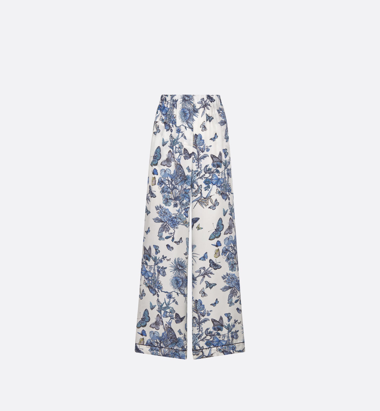 Pants • White and Pastel Midnight Blue Toile de Jouy Mexico Silk Twill