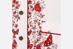 Shirt • White and Red Silk Twill with Le Cœur des Papillons Motif
