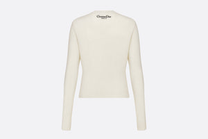 Embroidered Sweater • Gold-Tone and White Cashmere Knit with Butterfly Around the World Motif