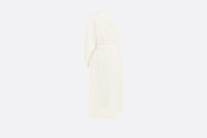 Asymmetric Mid-Length Shirt Dress • Ecru Cotton and Silk Poplin