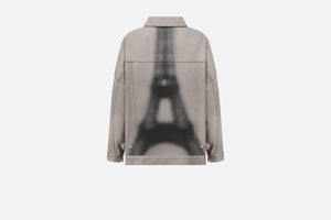 Oversized Jacket • Gray and Black Cotton Denim with Eiffel Tower Motif