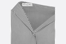Load image into Gallery viewer, Asymmetric Blouse • Black and White Cotton Poplin with D-Stripes Motif
