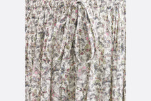 Load image into Gallery viewer, Flared Mid-Length Skirt • White Cotton Muslin with Multicolor Libellule Camouflage Motif
